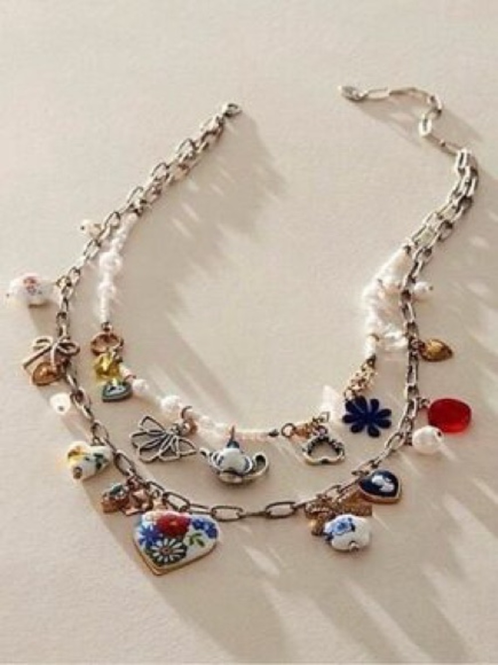 Free People Maxamillion Delicate Multicolor Charm Necklace - Women Jewelry